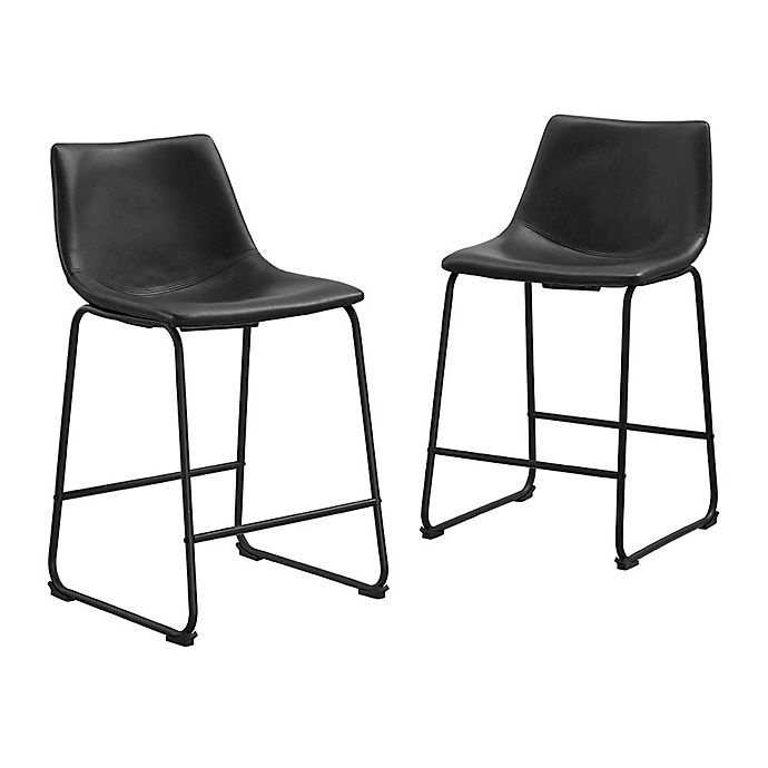 slide 2 of 6, Forest Gate Faux Leather Counter Stool - Black, 2 ct