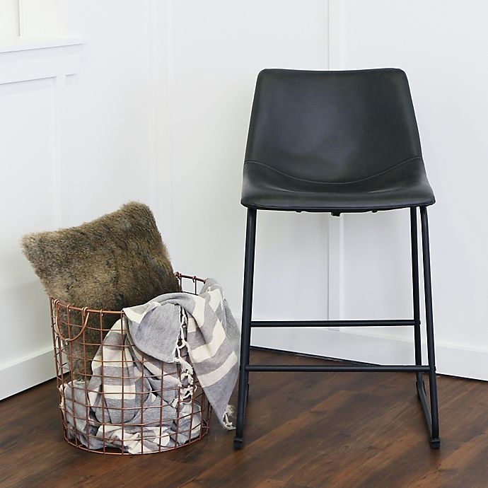 slide 4 of 6, Forest Gate Faux Leather Counter Stool - Black, 2 ct