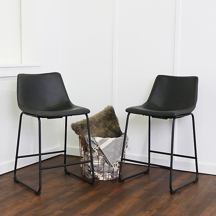 slide 1 of 6, Forest Gate Faux Leather Counter Stool - Black, 2 ct