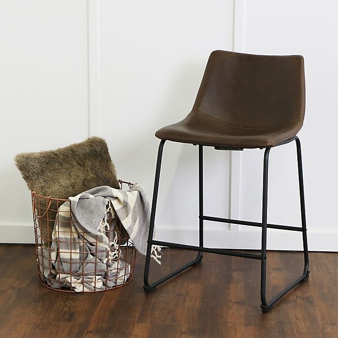 slide 5 of 6, Forest Gate Faux Leather Counter Stool - Brown, 2 ct