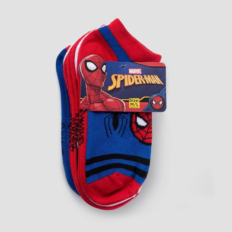 slide 2 of 2, Boys' Spider-Man 6pk No Show Socks - Red/Blue S/M, 6 ct