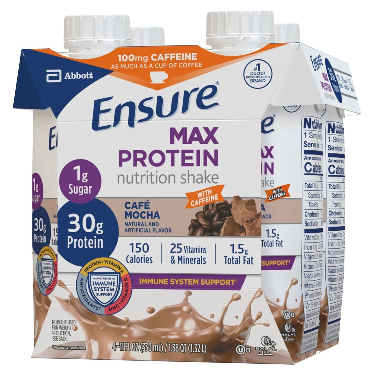 slide 3 of 5, Ensure Max Protein Cafe Mocha Nutrition Shake - 4 ct, 4 ct