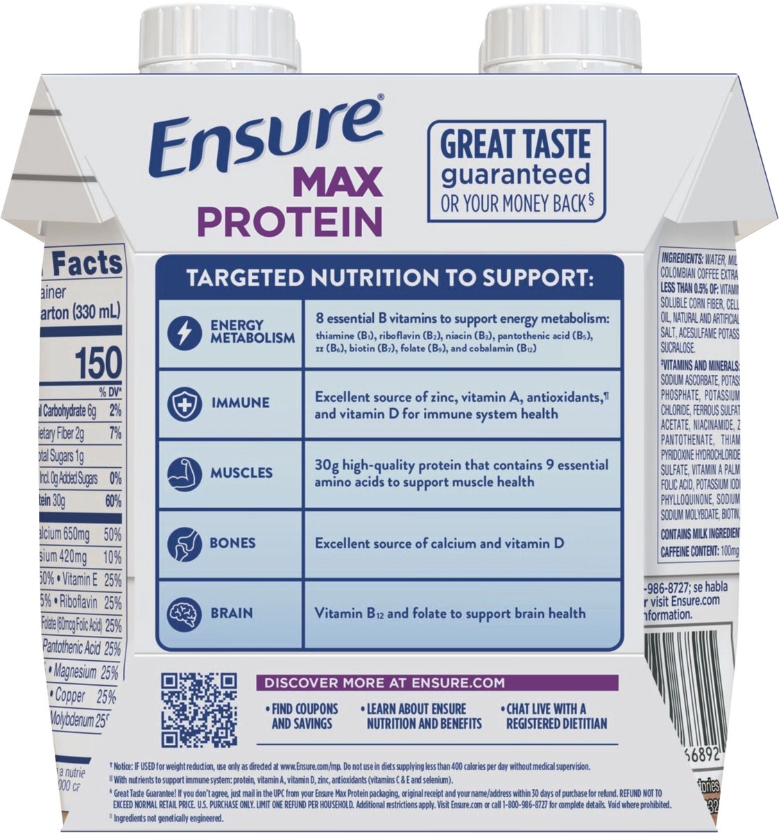 slide 2 of 5, Ensure Max Protein Cafe Mocha Nutrition Shake - 4 ct, 4 ct