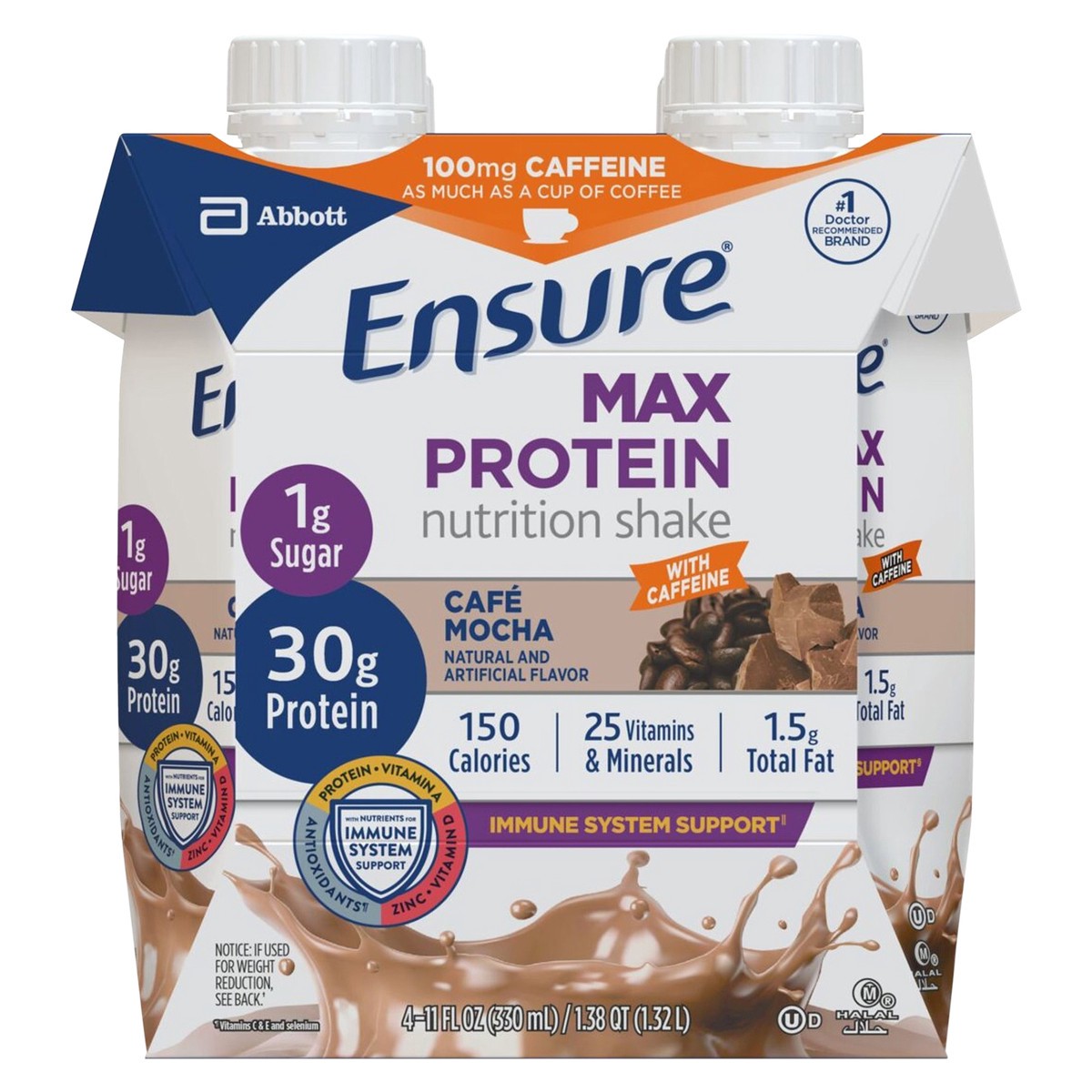 slide 1 of 5, Ensure Max Protein Cafe Mocha Nutrition Shake - 4 ct, 4 ct