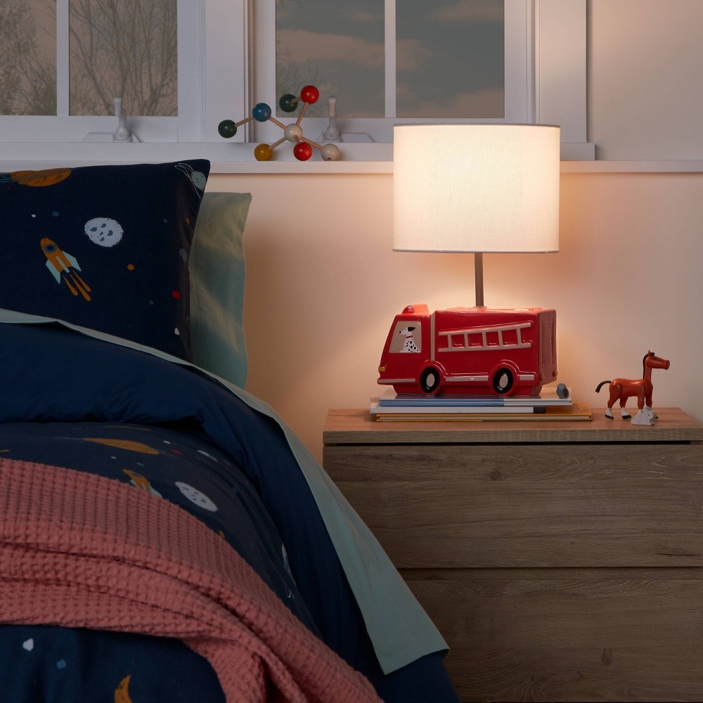 slide 6 of 6, Fire Truck Figural Lamp (Includes LED Light Bulb) Red - Pillowfort, 1 ct