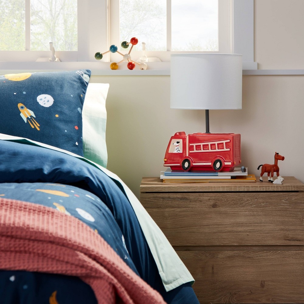 slide 2 of 6, Fire Truck Figural Lamp (Includes LED Light Bulb) Red - Pillowfort, 1 ct