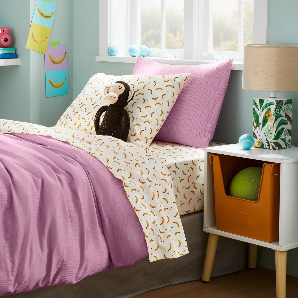 slide 5 of 5, Leaf Base Lamp with Cylinder Shade (Includes LED Light Bulb) Green - Pillowfort, 1 ct