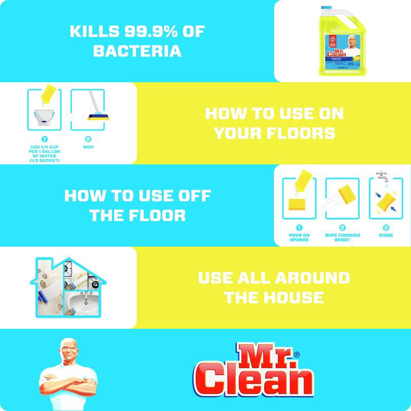 slide 10 of 11, Mr. Clean Summer Citrus Scent Antibacterial Multi Surface All Purpose Cleaner - 128 fl oz, 128 fl oz