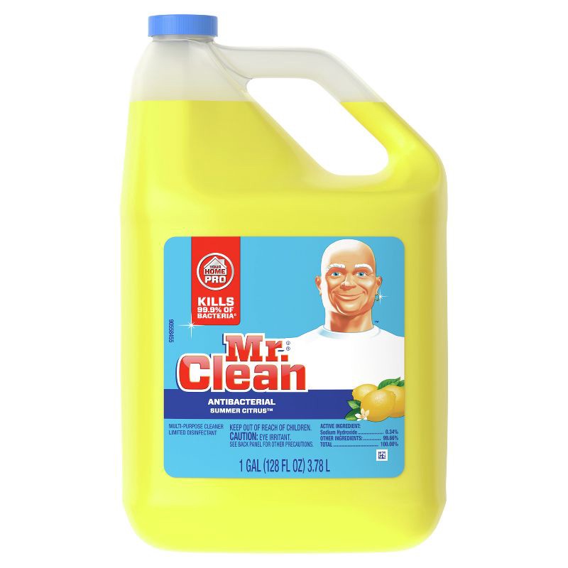 slide 1 of 11, Mr. Clean Summer Citrus Scent Antibacterial Multi Surface All Purpose Cleaner - 128 fl oz, 128 fl oz
