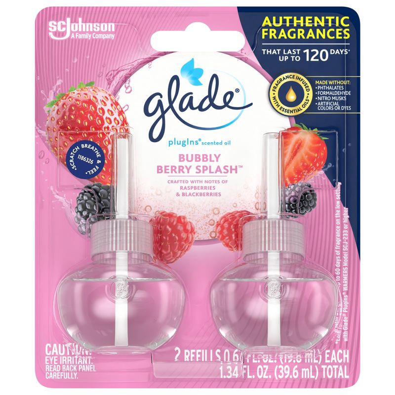 slide 6 of 13, Glade PlugIns Scented Oil Air Freshener - Bubbly Berry Splash - 1.34 fl oz/2pk, 2 ct; 1.34 fl oz