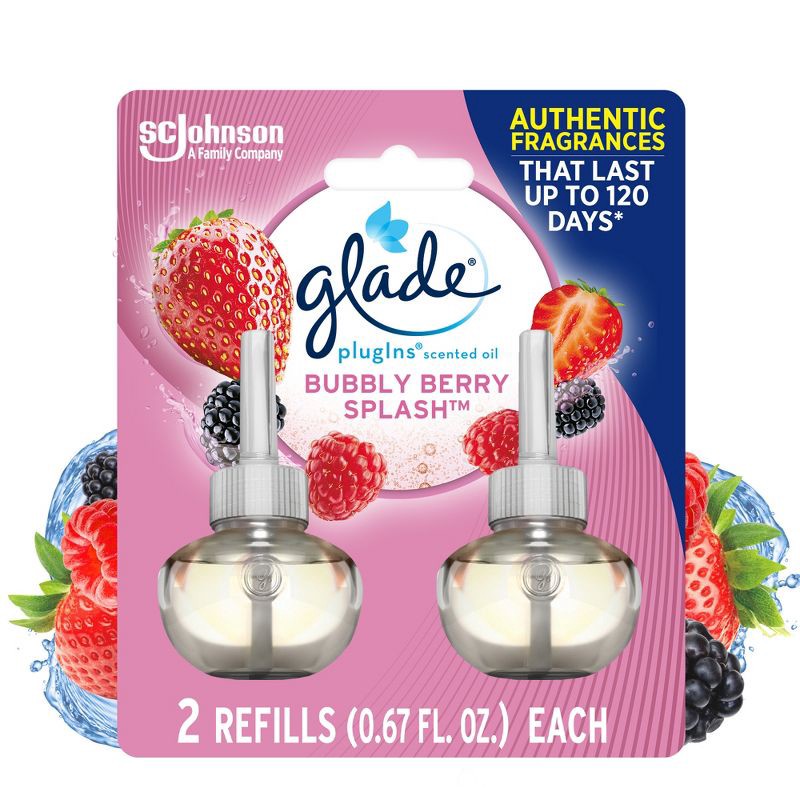 slide 1 of 13, Glade PlugIns Scented Oil Air Freshener - Bubbly Berry Splash - 1.34 fl oz/2pk, 2 ct; 1.34 fl oz