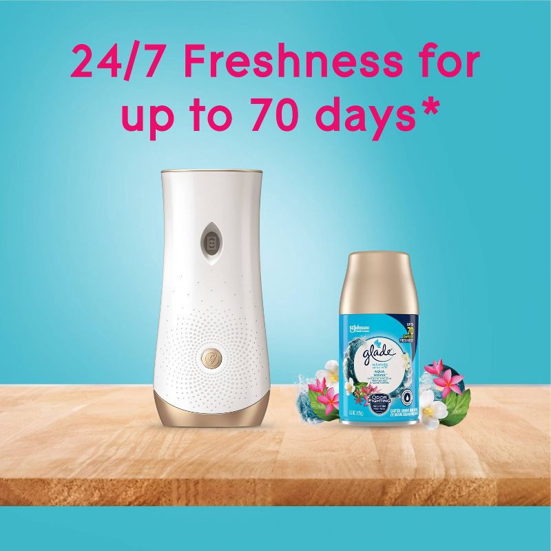 slide 8 of 14, Glade Automatic Air Freshener Spray Dispenser Battery-Operated with Refill - Aqua Waves - 6.2oz, 6.2 oz