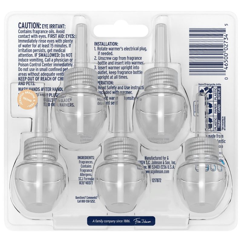 slide 3 of 14, Glade Air Freshener Plug Ins Scented Oil Diffuser Refills - Sheer Vanilla Embrace - 3.35 fl oz/5pk, 5 ct; 3.35 fl oz
