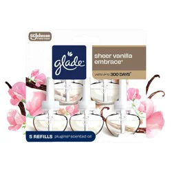 Glade PlugIns Scented Oil Air Freshener Plug In Refills - Sheer Vanilla Embrace - 3.35 fl oz/5pk