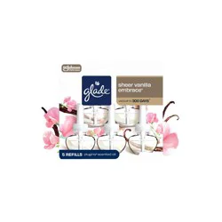 Glade Air Freshener Plug Ins Scented Oil Diffuser Refills - Sheer Vanilla Embrace - 3.35 fl oz/5pk: Paraben-Free, Phthalate-Free, Electric Powered