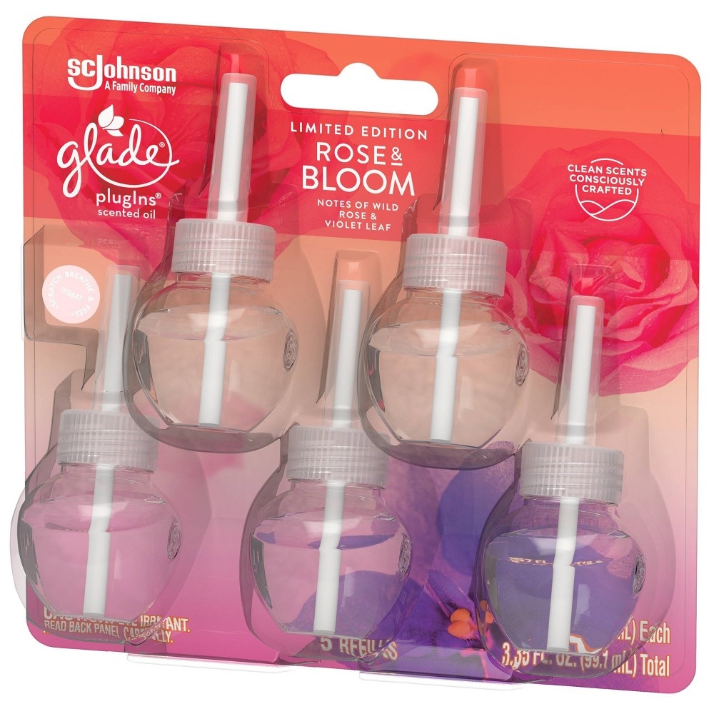 slide 3 of 4, Glade Plugins Rose Bloom PlugIns Refill, 5 ct