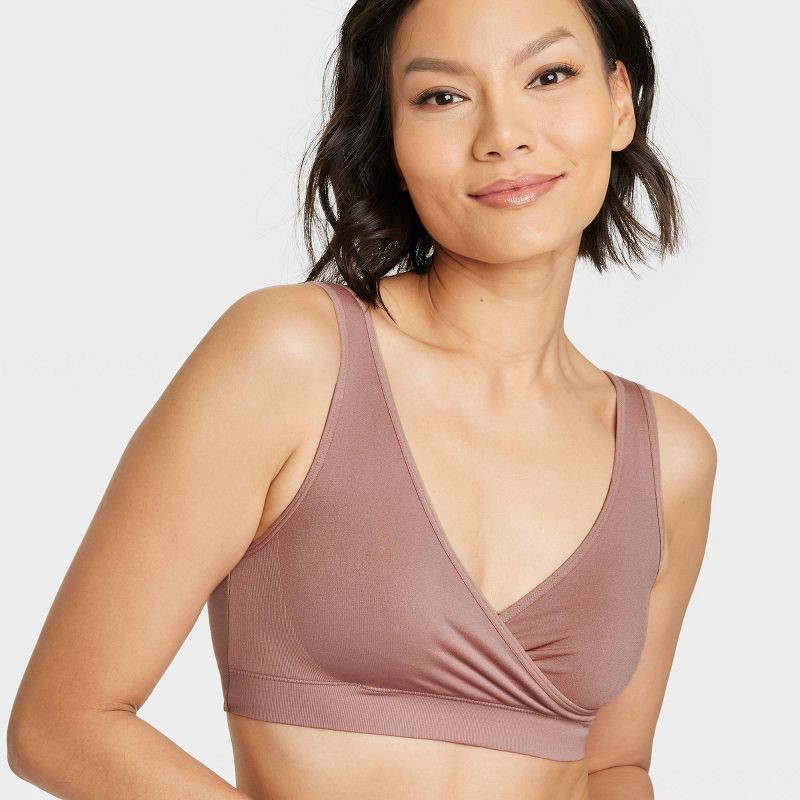 slide 5 of 5, Women's Nursing 2pk Pullover Seamless Sleep Bra - Auden™ White/Mauve S: Wireless Knit Maternity Bra, 2 ct