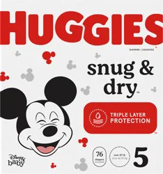 Huggies Snug & Dry Baby Diapers, Size 5, 76 Ct