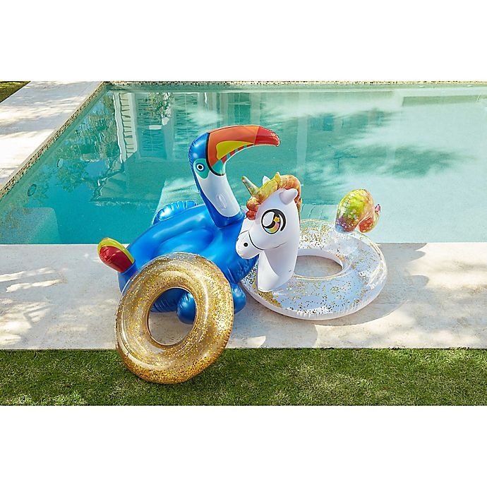 slide 5 of 5, PoolCandy Glitterfied Rainbow Unicorn Pool Float, 1 ct