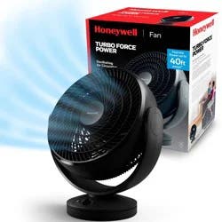 Honeywell HF710 Turbo Force Oscillating Floor Fan Black: Portable Electric Fan for Rooms, Adjustable Tilt, 3 Speeds