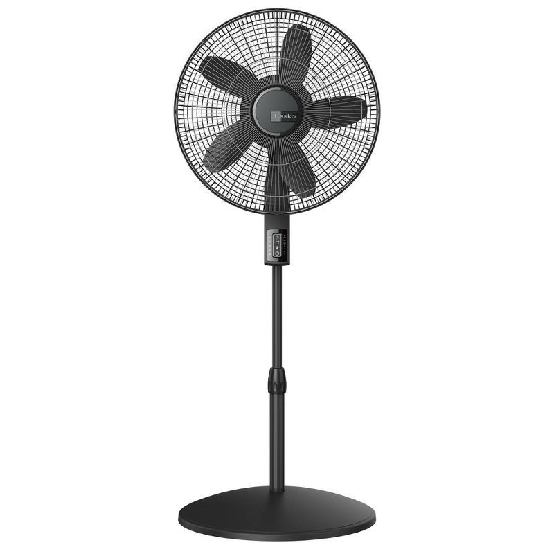 slide 3 of 11, Lasko 18" Stand Oscillating Fan Black: Adjustable Height, Remote Control, 4 Speeds, Indoor Use, ETL Listed, 1 ct