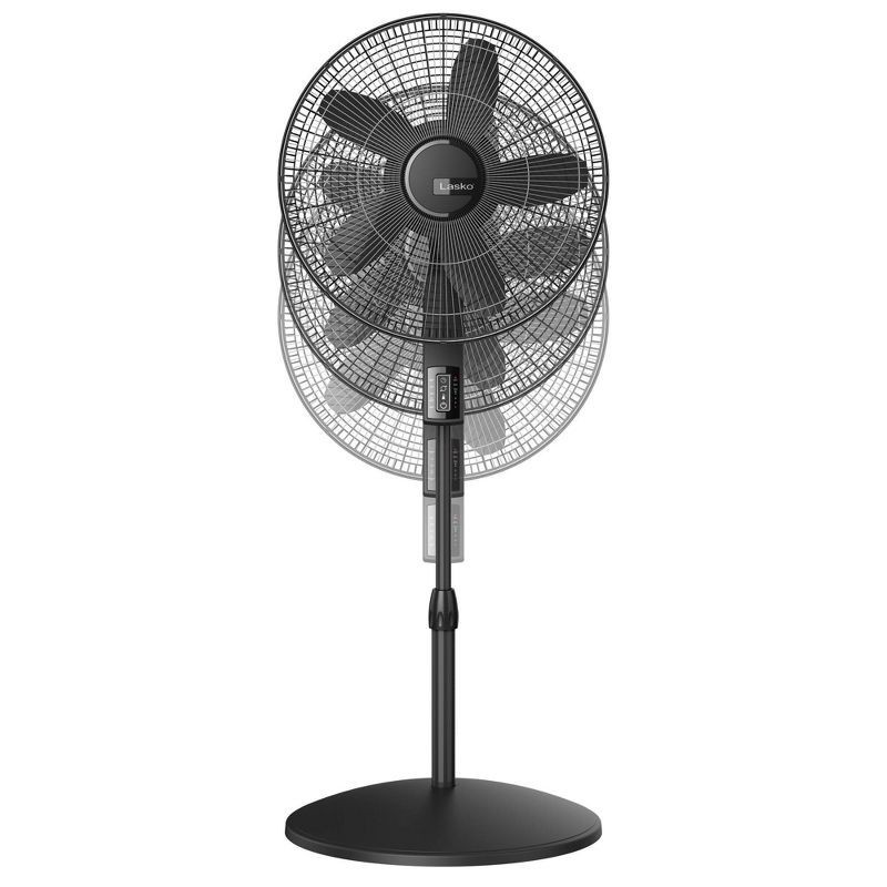 slide 6 of 11, Lasko 18" Stand Oscillating Fan Black: Adjustable Height, Remote Control, 4 Speeds, Indoor Use, ETL Listed, 1 ct