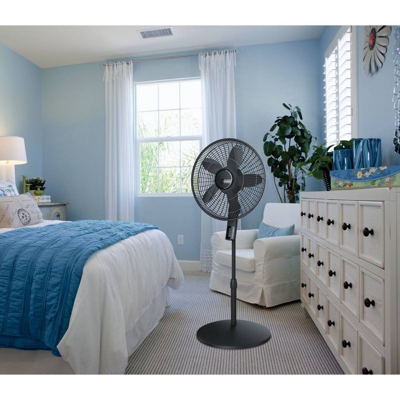 slide 8 of 11, Lasko 18" Stand Oscillating Fan Black: Adjustable Height, Remote Control, 4 Speeds, Indoor Use, ETL Listed, 1 ct