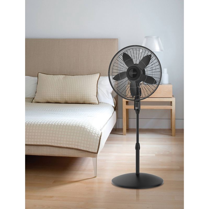 slide 9 of 11, Lasko 18" Stand Oscillating Fan Black: Adjustable Height, Remote Control, 4 Speeds, Indoor Use, ETL Listed, 1 ct