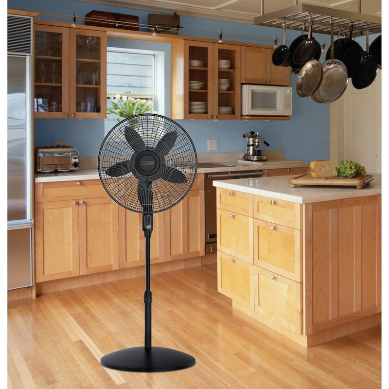 slide 10 of 11, Lasko 18" Stand Oscillating Fan Black: Adjustable Height, Remote Control, 4 Speeds, Indoor Use, ETL Listed, 1 ct