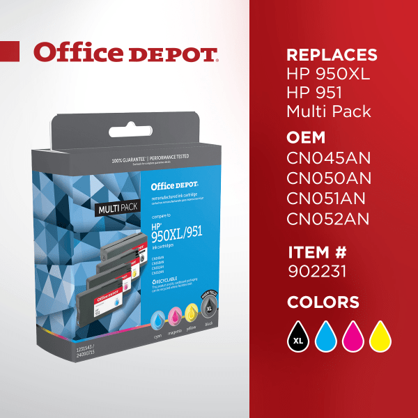 slide 2 of 5, Office Depot Brand Odhp950Xlk951Cmy Remanufactured Ink Cartridge Replacement For Hp 950Xl And Hp 951 Black/Tricolor, 1 ct
