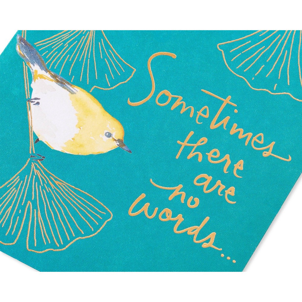 slide 5 of 5, Carlton Cards Sympathy Card Yellow Bird on Fan Leaves, 1 ct