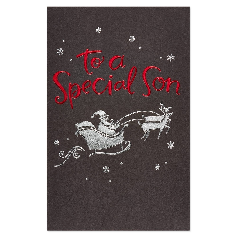 slide 4 of 5, Carlton Cards Son's Birthday Cards Santa and Sleigh Silhouette, 1 ct