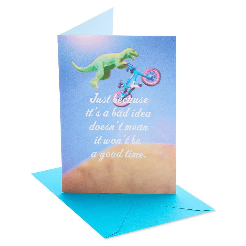 slide 1 of 1, Carlton Cards Funny Birthday Card Dinosaur Bike, 1 ct