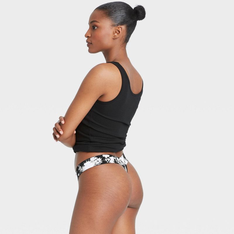 slide 2 of 3, Women's Tie-Dye Seamless Thong - Auden™ Black/White M, 1 ct