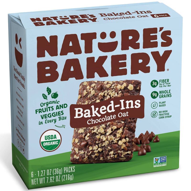 slide 1 of 5, Nature's Bakery Baked-Ins Organic Chocolate Oat - 6pk/7.62oz, 6 ct; 7.62 oz