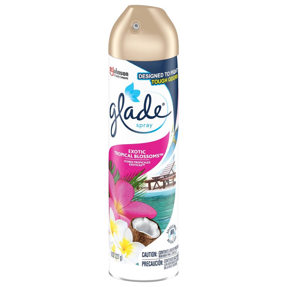 slide 3 of 6, Glade Aerosol Room Spray Air Freshener Exotic Tropical Blossoms - 8oz, 8 oz