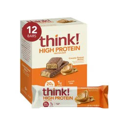 think! Creamy Peanut Butter High Protein Bars - 20g Protein - 25.2oz/12ct