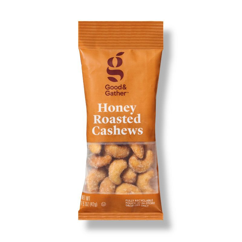 slide 1 of 3, Honey Roasted Cashews - 1.5oz - Good & Gather™, 1.5 oz