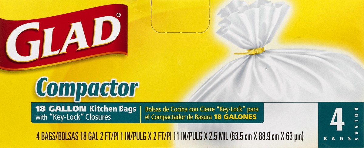 slide 4 of 4, Glad Compactor Kitchen Trash Bags - 18 Gallon White Trash Bag - 4 count, 4 ct