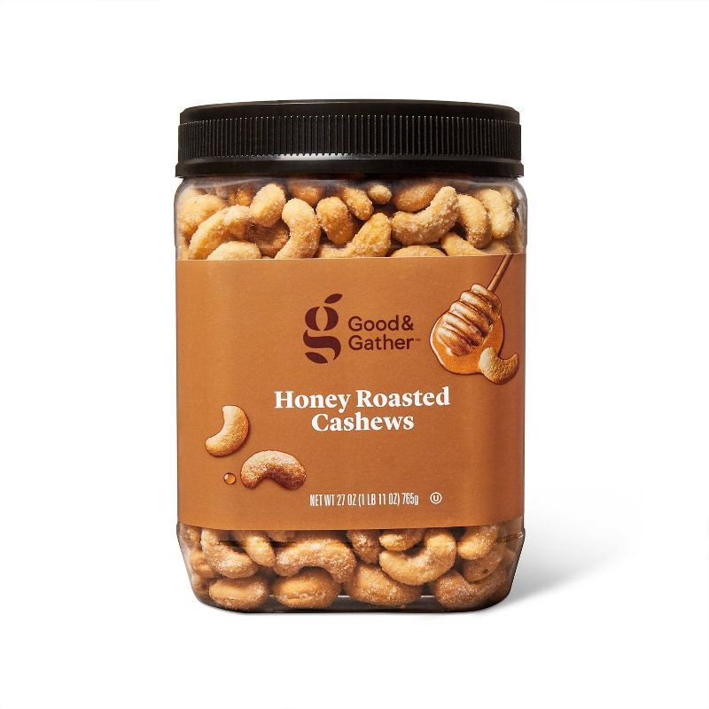 slide 1 of 3, Honey Roasted Cashews - 27oz - Good & Gather™, 27 oz