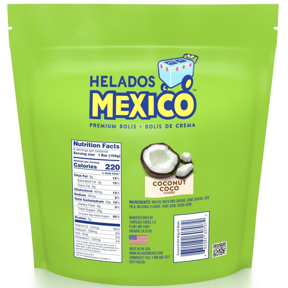 slide 2 of 3, Helados Mexico Coconut Bolis, 6 ct; 6 fl oz