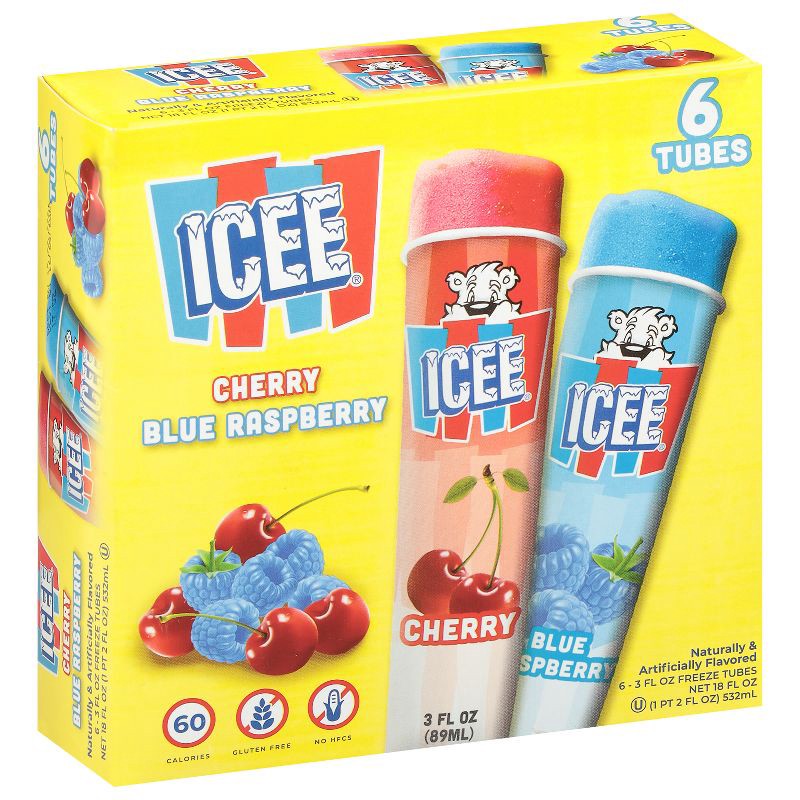 slide 2 of 4, ICEE Frozen Raspberry and Wild Cherry Tubes - 18oz/6ct, 6 ct; 18 oz