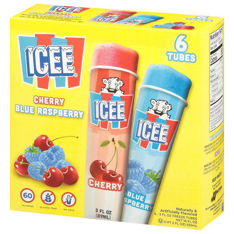 slide 3 of 4, ICEE Frozen Raspberry and Wild Cherry Tubes - 18oz/6ct, 6 ct; 18 oz