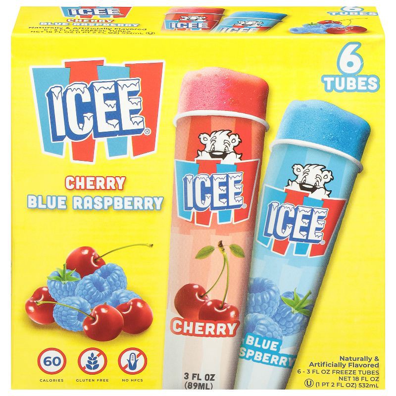 slide 1 of 4, ICEE Frozen Raspberry and Wild Cherry Tubes - 18oz/6ct, 6 ct; 18 oz