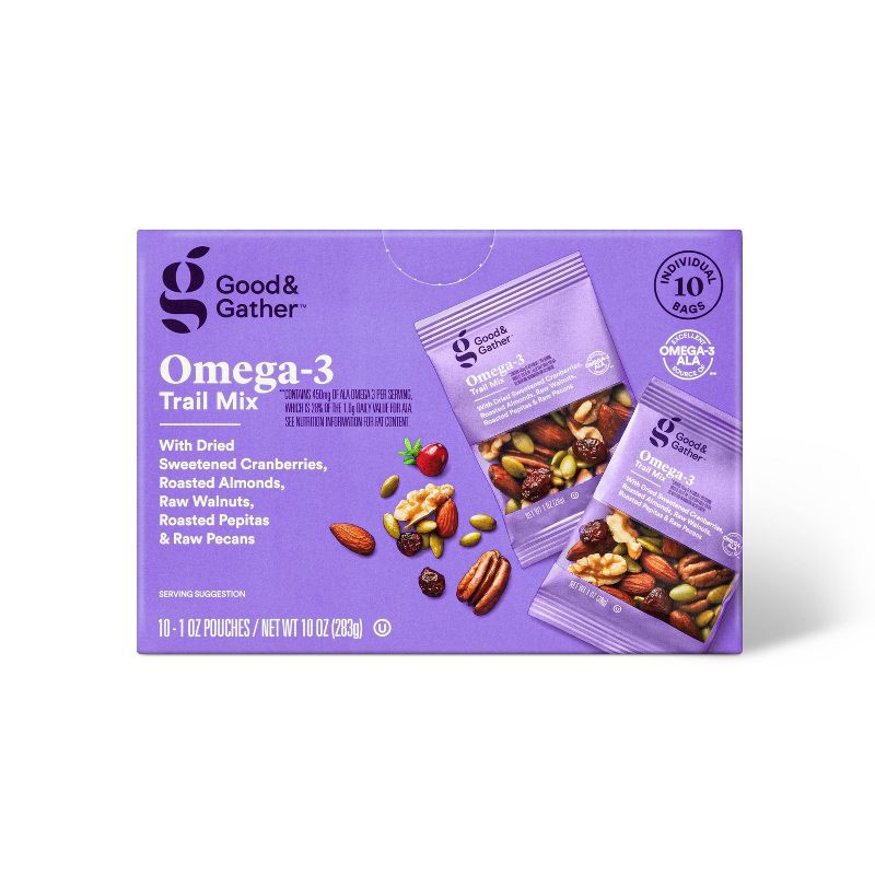 slide 1 of 3, Omega-3 Trail Mix - 10oz/10ct - Good & Gather™, 10 ct; 10 oz