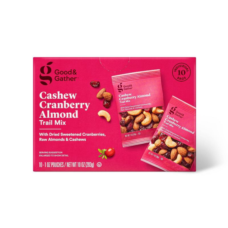 slide 1 of 3, Cashew Cranberry Almond Trail Mix - 10oz/10ct - Good & Gather™, 10 ct; 10 oz