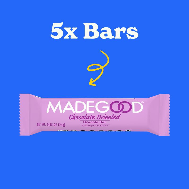 slide 3 of 7, MadeGood Chocolate Dipped Granola Bar Birthday Cake - 5ct / 4.2oz, 5 ct; 4.2 oz