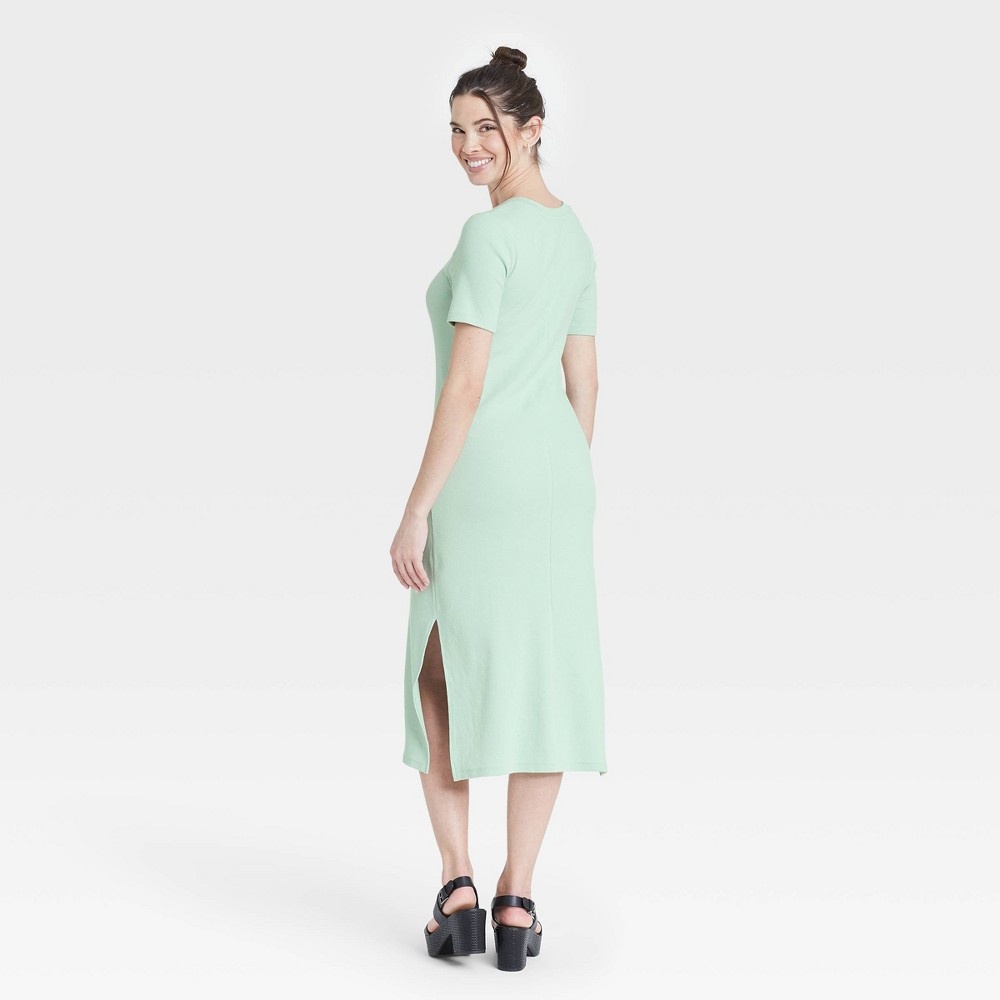 slide 2 of 3, Women's Short Sleeve Rib Knit T-Shirt Dress - A New Day Mint XL, 1 ct