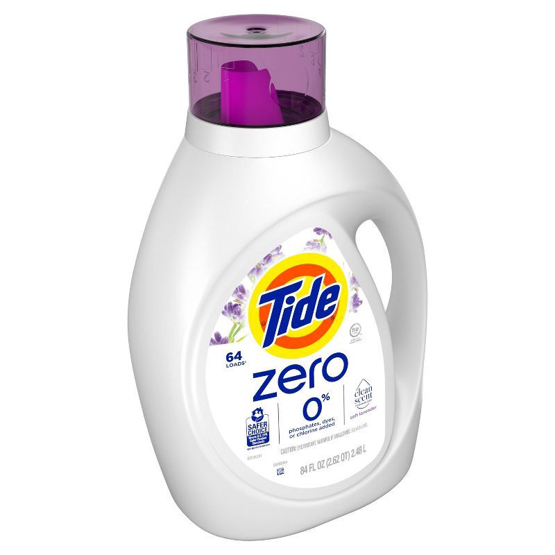 slide 2 of 10, Tide Lavender Scent Zero HE Compatible Soft Liquid Laundry Detergent - 84 fl oz, 92 fl oz