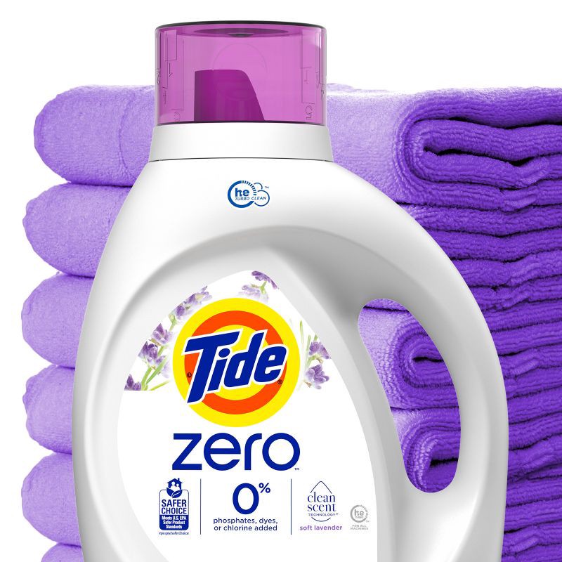 slide 4 of 10, Tide Lavender Scent Zero HE Compatible Soft Liquid Laundry Detergent - 84 fl oz, 92 fl oz